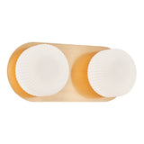 Knobbel Wall Sconce 2 Light Aged Gold Brass Opal Ribbed
