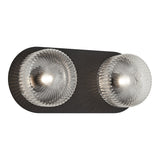 Knobbel Wall Sconce 2 Light Matte Black Clear Ribbed