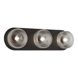 Knobbel Wall Sconce 3 Light Matte Black Clear Ribbed