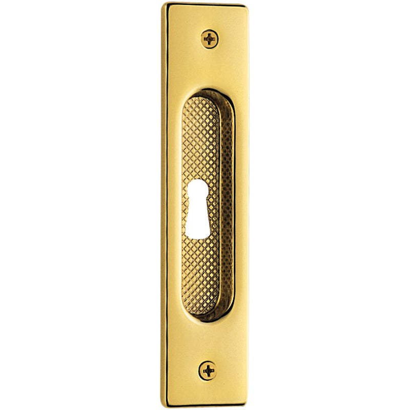 Knurled Rectangular Pocket Door Pull in Polished Brass by Colombo Design