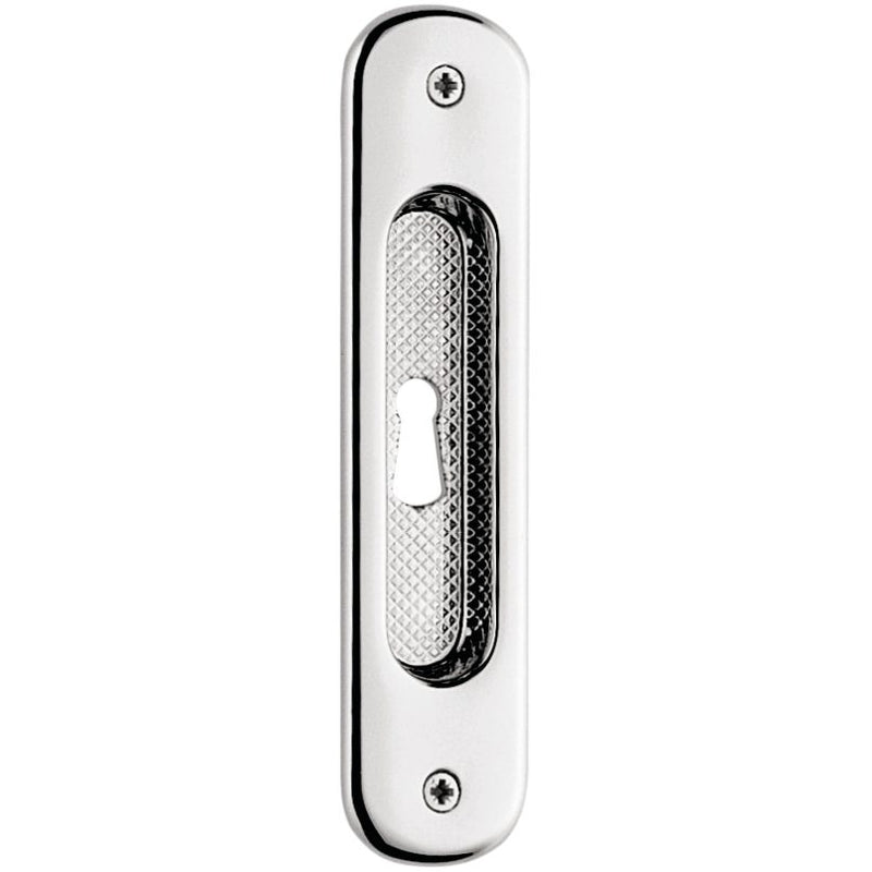 Knurled Round End Pocket Door Pull in Polished Chrome by Colombo Design