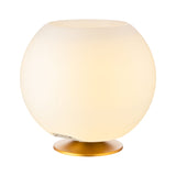 Sphere Battery Wine Cooler Lamp - Brass, lit, from above