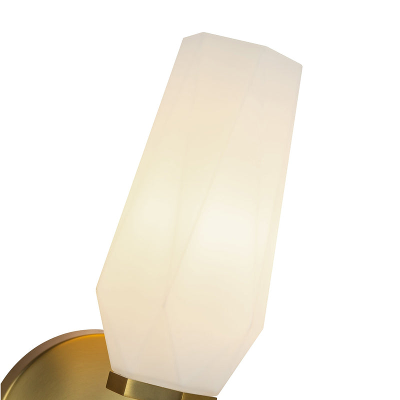 Krysta Wall Sconce Brushed Gold Opal Matte Glass 1 Light By Alora Detailed View