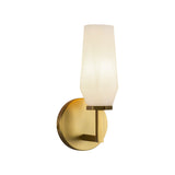 Krysta Wall Sconce Brushed Gold Opal Matte Glass 1 Light By Alora Side View