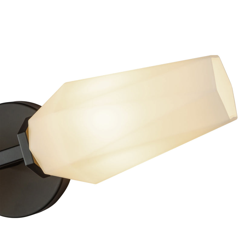 Krysta Wall Sconce Matte Black Opal Matte Glass 2 Light By Alora Detailed View