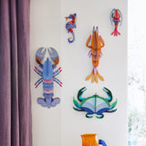 Lavender Lobster Wall Art, styled in an interior