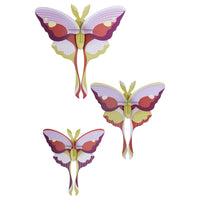 Lilac Comet Butterflies Wall Art, Set of 3