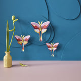Lilac Comet Butterflies Wall Art, Set of 3, styled in an interior