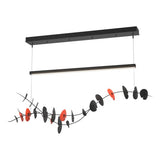 LILY LINEAR SUSPENSION BY HUBBARDTON FORGE, FINISH: BLACK, ACCENT: SATIN RED,, | CASA DI LUCE LIGHTING