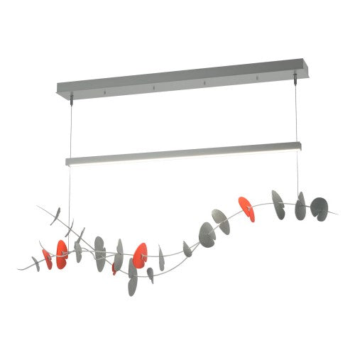 LILY LINEAR SUSPENSION BY HUBBARDTON FORGE, FINISH: VINTAGE PLATINUM, ACCENT: SATIN RED, , | CASA DI LUCE LIGHTING