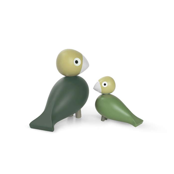 Kay Bojesen Liv & Lykke Bird Pair, Green, H: 3.9" By Kay Bojesen