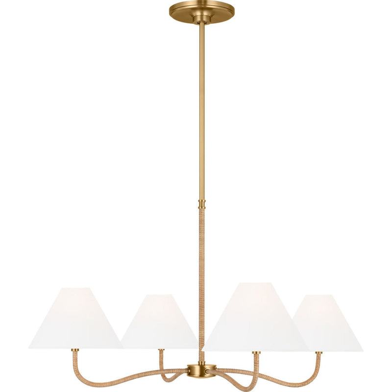 Laguna Chandelier — 35", White Linen, Burnished Brass