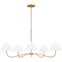 Laguna Grand Chandelier — 51 1/2", White Linen, Burnished Brass