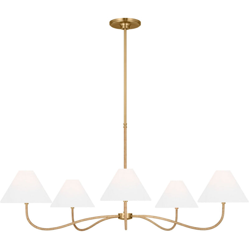 Laguna Grand Chandelier — 51 1/2", White Linen, Burnished Brass