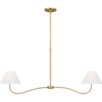 Laguna Linear Chandelier — 51 1/2", White Linen, Burnished Brass