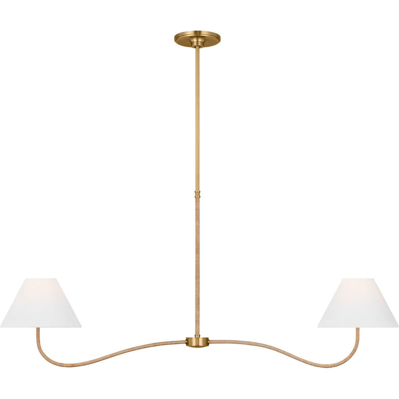 Laguna Linear Chandelier — 51 1/2", White Linen, Burnished Brass