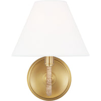 Laguna Single Wall Sconce — 7", White Linen, Burnished Brass