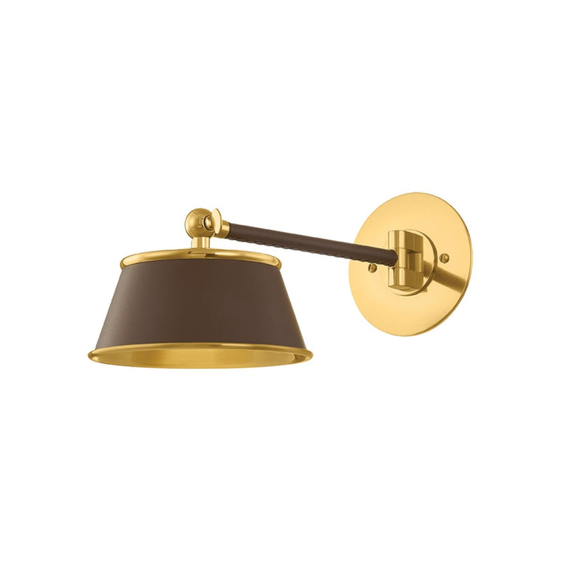 Lanesville Wall Sconce - Aged Brass with Brown Leather by Hudson Valley