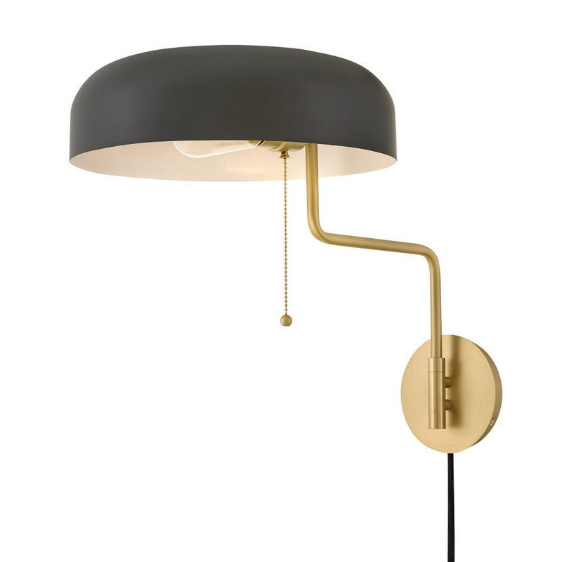 Ledger Swing Arm Single Light Sconce - Lacquered Brass / Black
