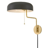 Ledger Swing Arm Single Light Sconce - Lacquered Brass / Black
