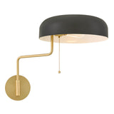 Ledger Swing Arm Single Light Sconce - Lacquered Brass / Black