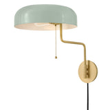 Ledger Swing Arm Single Light Sconce - Lacquered Brass / Seafoam