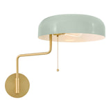 Ledger Swing Arm Single Light Sconce - Lacquered Brass / Seafoam
