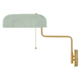 Ledger Swing Arm Single Light Sconce - Lacquered Brass / Seafoam