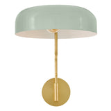 Ledger Swing Arm Single Light Sconce - Lacquered Brass / Seafoam