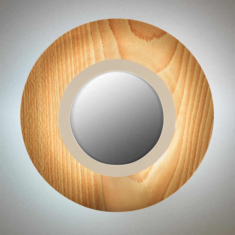Lens Circular Wall Sconce By LZF, Finish: Ivory Metal, Color: Natural Beech 