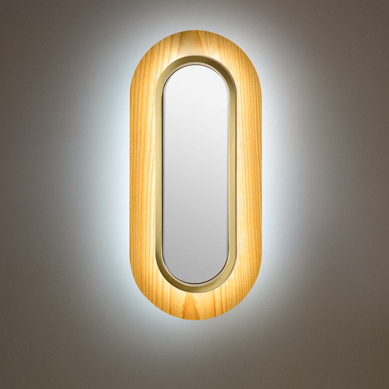 Lens Oval Wall Sconce By LZF, Finish: Gold Metal, Color: Natural Beech