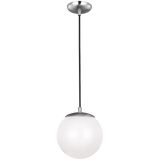 Leo Pendant Light Bulb Included LED Satin Aluminium White Glass Small By Visual Comfort Studio