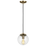 Leo Pendant Light Bulb Integrated LED Satin Brass Clear Shade Small By Visual Comfort Studio