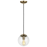 Leo Pendant Light Bulb Not Included Satin Brass Clear Shade Small By Visual Comfort Studio