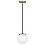 Leo Pendant Light Bulb Not Included Satin Brass White Glass Small By Visual Comfort Studio