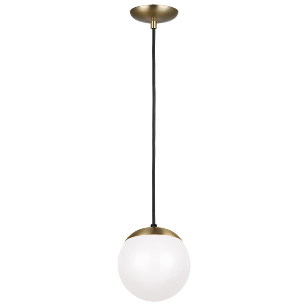 Leo Pendant Light Bulb Not Included Satin Brass White Glass Small By Visual Comfort Studio