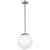 Leo Pendant Light Bulb Satin Aluminium White Shade Medium By Visual Comfort Studio