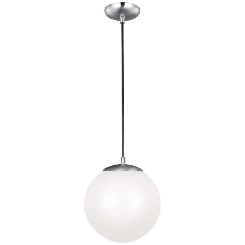 Leo Pendant Light Bulb Satin Aluminium White Shade Medium By Visual Comfort Studio