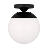 Leo Semi Flush Mount Midnight Black Bulb Not Included White Glass By Visual Comfort Studio