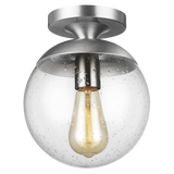 Leo Semi Flush Mount Satin Aluminium Bulb Not Included Clear Seeded Glass By Visual Comfort Studio