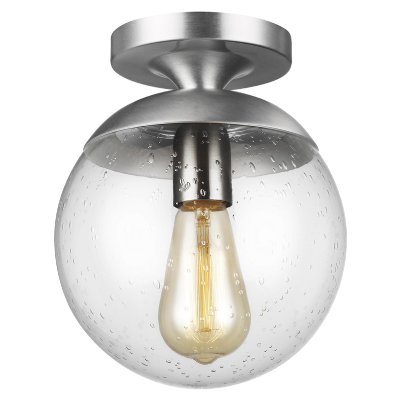 Leo Semi Flush Mount Satin Aluminium Bulb Not Included Clear Seeded Glass By Visual Comfort Studio