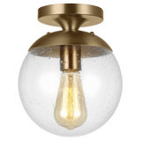 Leo Semi Flush Mount Satin Brass Bulb Not Included Clear Seeded Glass By Visual Comfort Studio