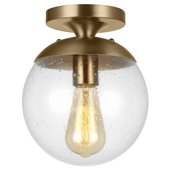Leo Semi Flush Mount Satin Brass Bulb Not Included Clear Seeded Glass By Visual Comfort Studio