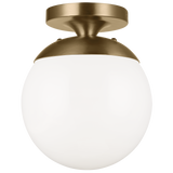 Leo Semi Flush Mount Satin Brass Bulb Not Included White Glass By Visual Comfort Studio