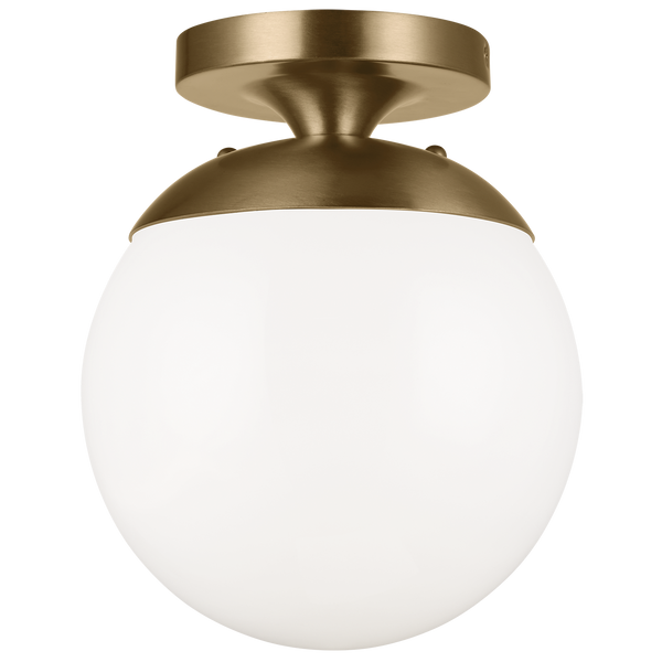 Leo Semi Flush Mount Satin Brass Bulb Not Included White Glass By Visual Comfort Studio