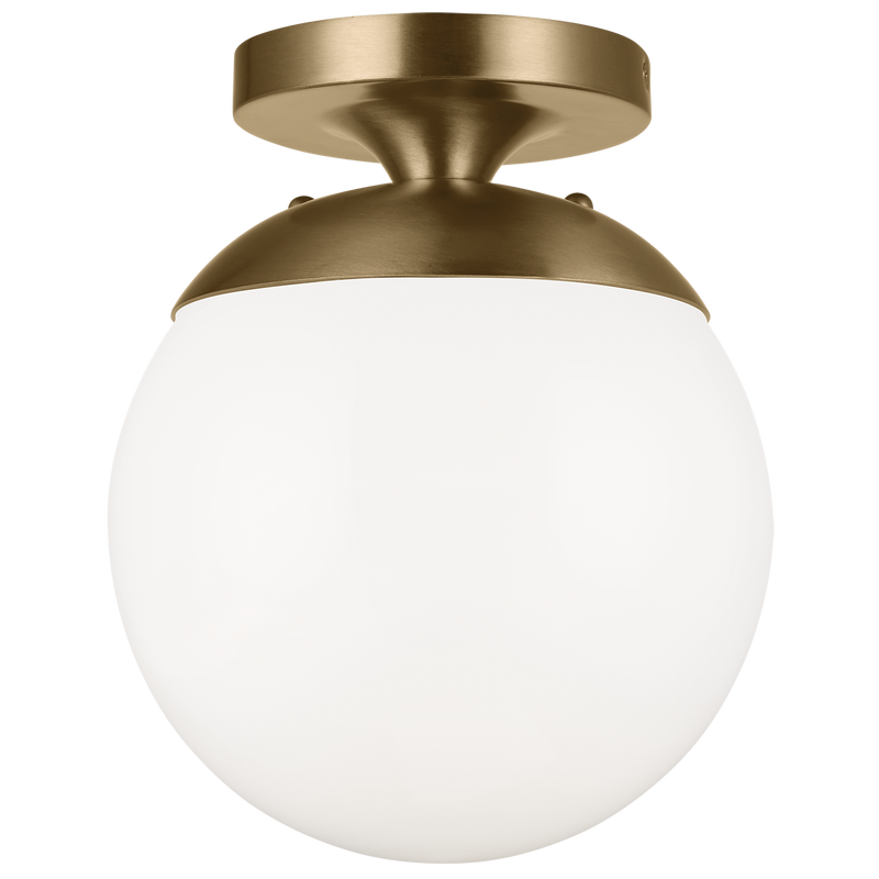 Leo Semi Flush Mount Satin Brass LED Bulb Included White Glass By Visual Comfort Studio