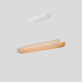 Lex Linear Pendant by Cerno, white washed oak slats with textured white accents and canopy - side view