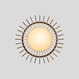 Lex Pendant Light by Cerno, Large (Lex 28), walnut slats with textured black accents - underside view of the slats and light