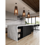 Lex Pendant Lights by Cerno in walnut over a kitchen island
