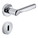 Libra Door Lever in Polished Chrome angled view by Colombo Design